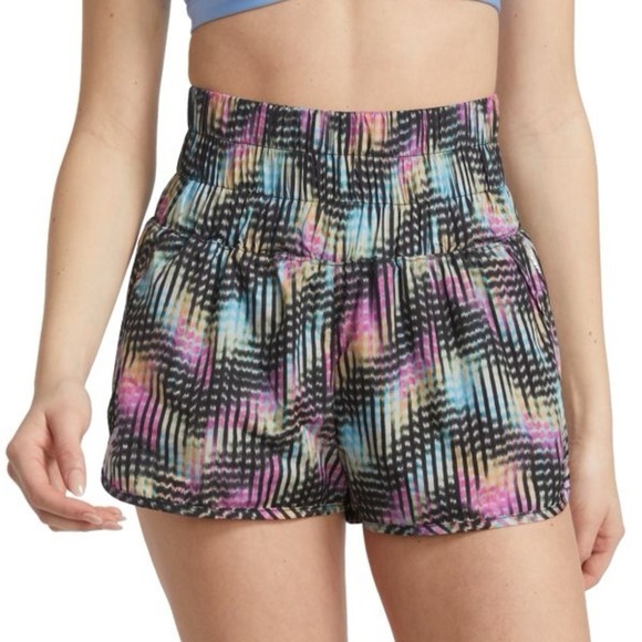 FP MOVEMENT The Way Home Printed Shell Running Shorts Black Multicolor S - Picture 1 of 9